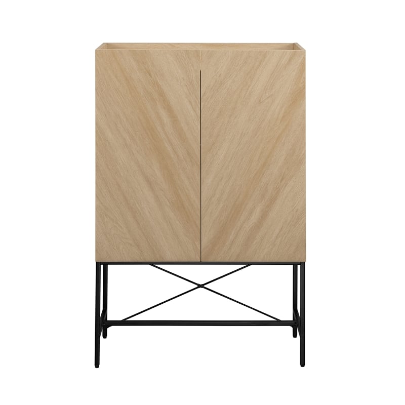 Pemberly Row 2-Door Wood Accent Cabinet with Inset Top - Coastal Oak