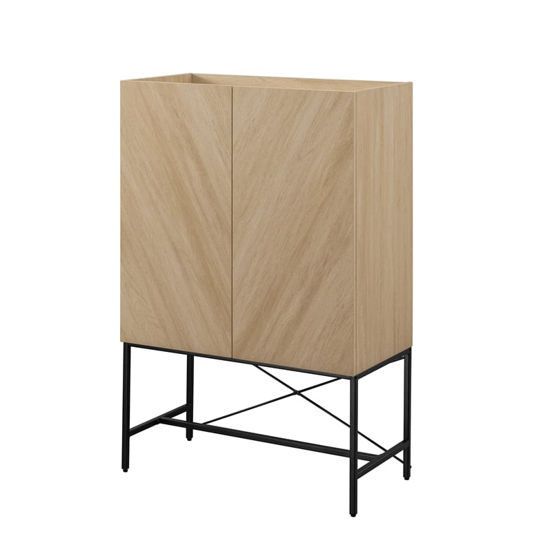 Pemberly Row 2-Door Wood Accent Cabinet with Inset Top - Coastal Oak