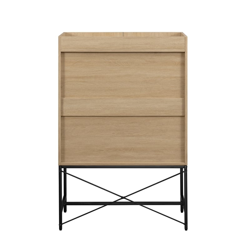 Pemberly Row 2-Door Wood Accent Cabinet with Inset Top - Coastal Oak