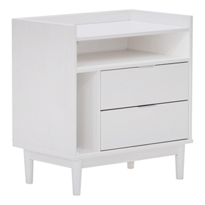 Pemberly Row 25&quot Solid Wood 2-Drawer Night Stand with Gallery - White