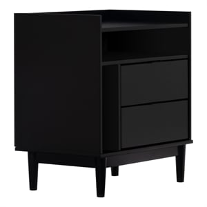 Pemberly Row 25&quot Solid Wood 2-Drawer Night Stand with Gallery - Black