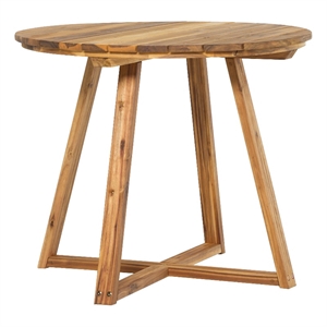 Pemberly Row Modern Slat Back Solid Wood Round Dining Table - Natural