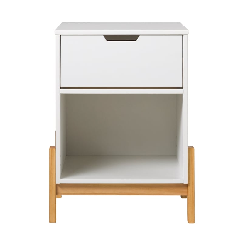 Pemberly Row 1 Drawer Scandi-Minimalist Solid Wood Nightstand - White