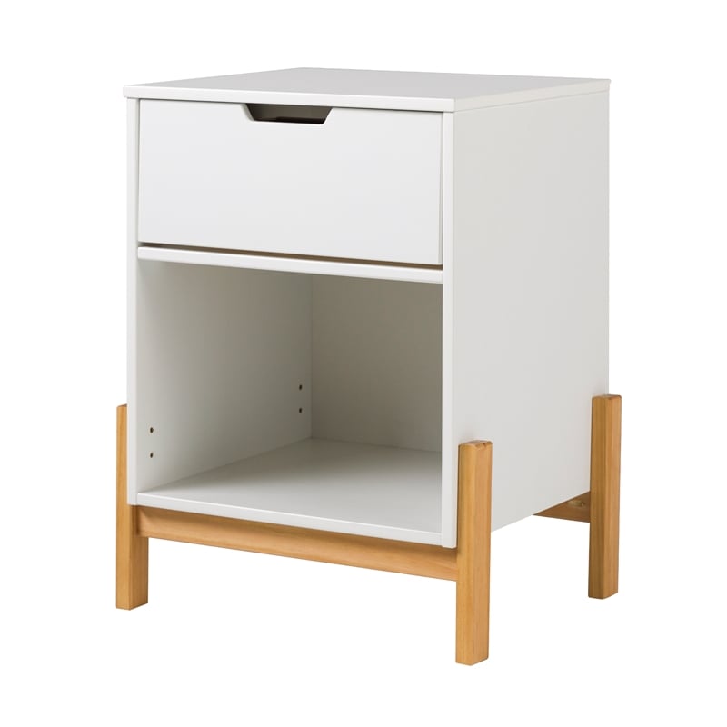 Pemberly Row 1 Drawer Scandi-Minimalist Solid Wood Nightstand - White