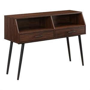 Pemberly Row 44&quot Contemporary 2-Drawer Wood Entry Table - Dark Walnut / Black