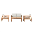 Pemberly Row Modern Outdoor Spindle Style 4 Piece Solid Wood Chat Set - Brown
