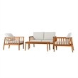 Pemberly Row Modern Outdoor Spindle Style 4 Piece Solid Wood Chat Set - Brown