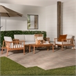 Pemberly Row Modern Outdoor Spindle Style 4 Piece Solid Wood Chat Set - Brown