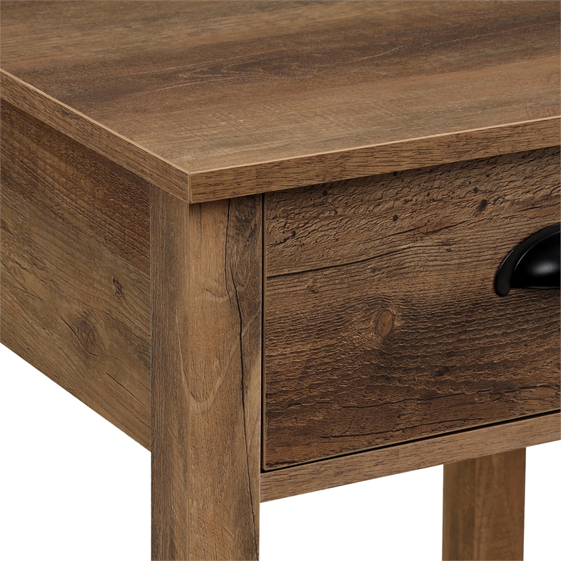 Pemberly Row Country Farmhouse Single Drawer Wood Side Table Set - Rustic Oak