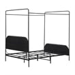 Pemberly Row Industrial Bent Mid-Century Metal Queen Size Canopy Bed in Black