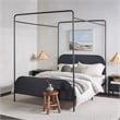 Pemberly Row Industrial Bent Mid-Century Metal Queen Size Canopy Bed in Black