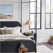Pemberly Row Industrial Bent Mid-Century Metal Queen Size Canopy Bed in Black