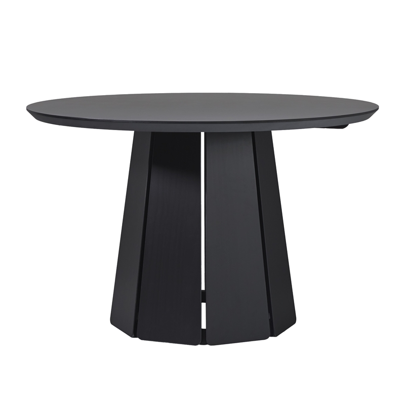 Pemberly Row Modern Paneled Wood Pedestal Base Round Dining Table 48