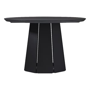 Pemberly Row Modern Paneled Wood Pedestal Base Round Dining Table 48&quot - Black