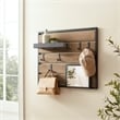 Pemberly Row Wood Slatted Wall Organizer w/ Mirror - Knotty Driftwood / Black