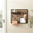 Pemberly Row Wood Slatted Wall Organizer w/ Mirror - Knotty Driftwood / Black