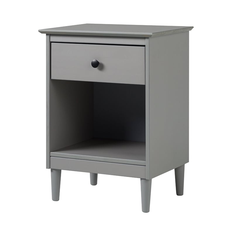 Pemberly Row Traditional 1-Drawer Solid Wood Nightstand - Gray