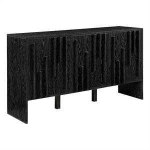 Pemberly Row 55&quot 3-Door Vertical Detail Wood Sideboard - Black