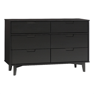 Pemberly Row 6-Drawer Groove Handle Solid Wood Dresser - Black