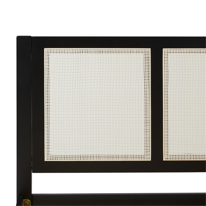 Pemberly Row Solid Wood Rattan Headboard King Bedframe - Black