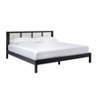 Pemberly Row Solid Wood Rattan Headboard King Bedframe - Black