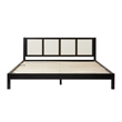 Pemberly Row Solid Wood Rattan Headboard King Bedframe - Black