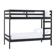 Pemberly Row Twin Over Twin Simple Solid Wood Bunk Bed - Black