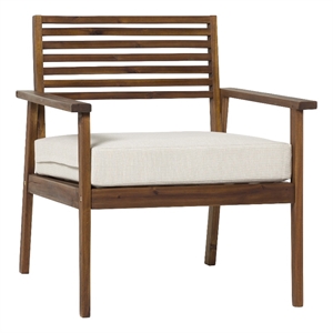 Pemberly Row Modern Solid Wood Outdoor Club Chair - Dark Brown