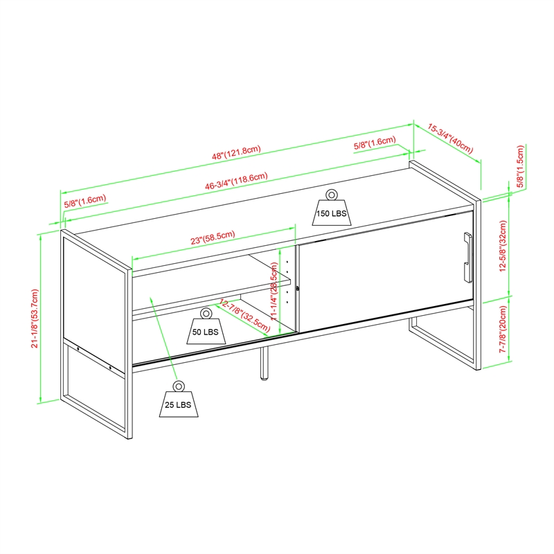 Pemberly Row Contemporary Wood Media Console W48 in Coastal Oak