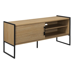 Pemberly Row Contemporary Wood Media Console W48 in Coastal Oak