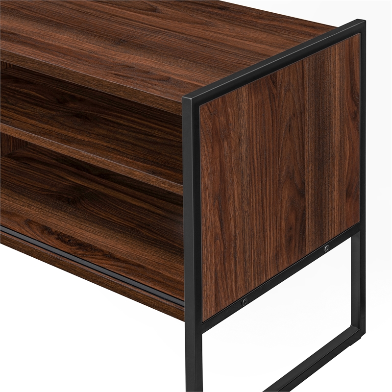 Pemberly Row Contemporary Wood Media Console W48 in Dark Walnut