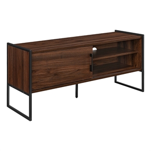 Pemberly Row Contemporary Wood Media Console W48 in Dark Walnut