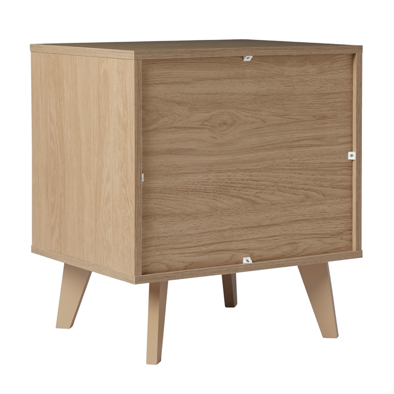 Pemberly Row Mid-Century 1-Drawer Wood Nightstand in Oak Finish