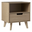 Pemberly Row Mid-Century 1-Drawer Wood Nightstand in Oak Finish
