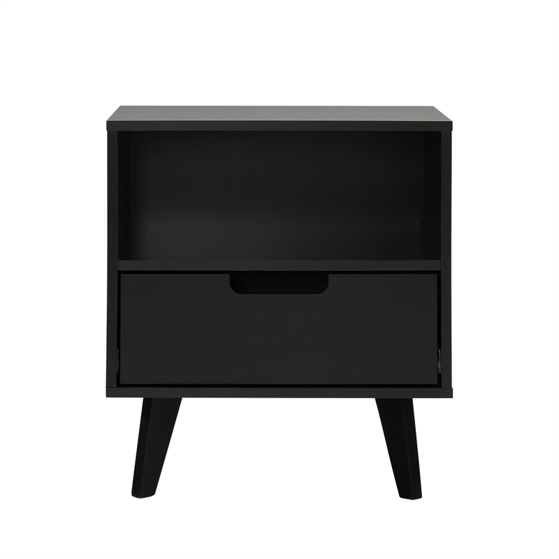 Pemberly Row Mid-Century 1-Drawer Wood Nightstand in Oak Finish