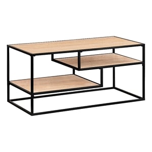 Pemberly Row 40&quot Contemporary Metal and Wood Coffee Table - Oak