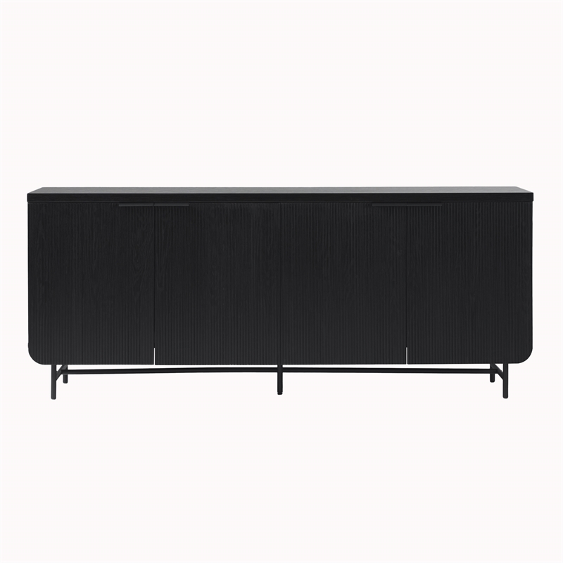 Pemberly Row 4-Door Modern Wood Sideboard with Ample Cabinet in Black