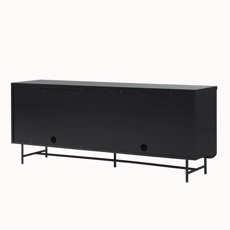 Pemberly Row 4-Door Modern Wood Sideboard with Ample Cabinet in Black