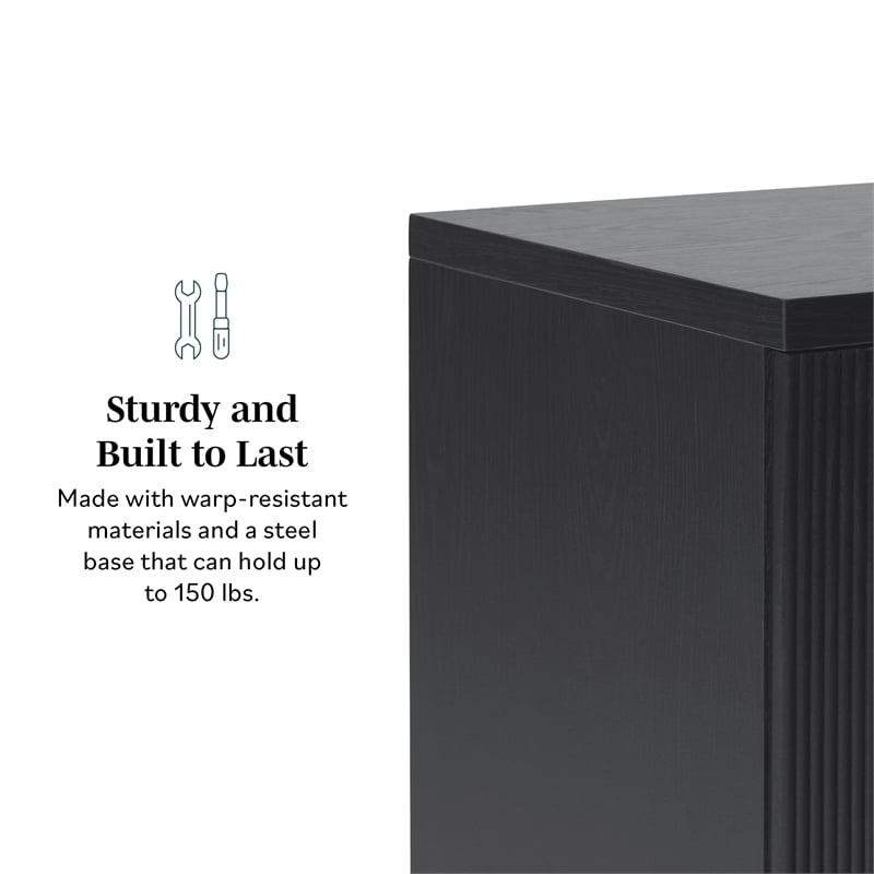 Pemberly Row 4-Door Modern Wood Sideboard with Ample Cabinet in Black