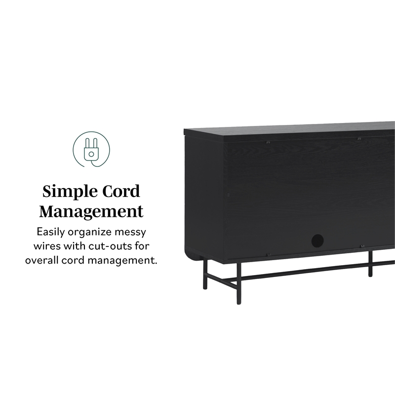 Pemberly Row 4-Door Modern Wood Sideboard with Ample Cabinet in Black