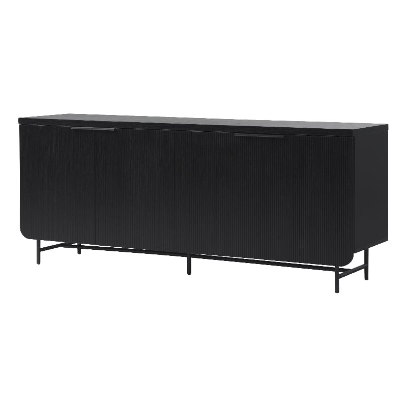 Pemberly Row 4-Door Modern Wood Sideboard with Ample Cabinet in Black