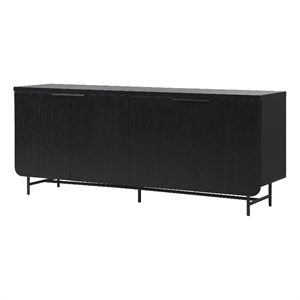 Pemberly Row 4-Door Modern Wood Sideboard with Ample Cabinet in Black