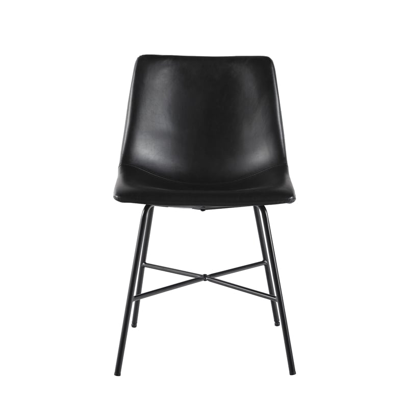 Pemberly Row Upholstered Dining Chair with Metal X Base - 2pk - Black