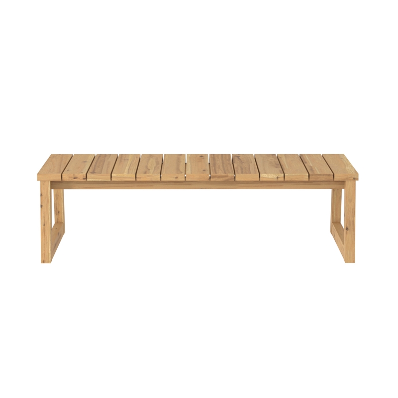 Pemberly Row Modern Solid Wood Outdoor Slat-Top Coffee Table - Natural