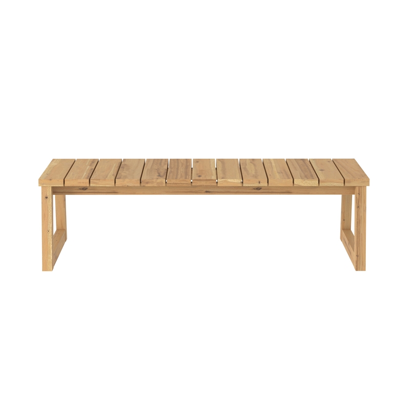 Pemberly Row Modern Solid Wood Outdoor Slat-Top Coffee Table - Natural
