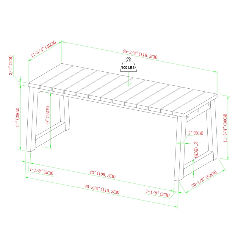 Pemberly Row Modern Solid Wood Outdoor Slat-Top Coffee Table - Natural