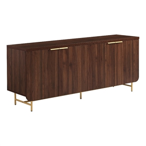 Pemberly Row 69&quot Scandinavian 4 Door Wood Sideboard-Dark Walnut / Gold