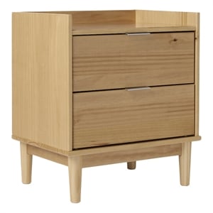 Pemberly Row 20&quot Solid Wood 2-Drawer Nightstand with Gallery - Natural