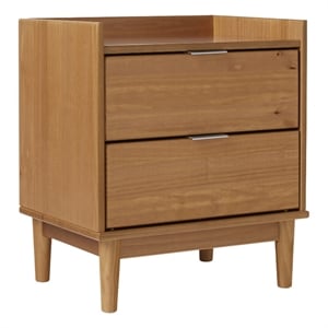 Pemberly Row 20&quot Solid Wood 2-Drawer Nightstand with Gallery - Caramel
