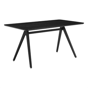 Pemberly Row 60&quot Modern Industrial Wood and Metal Dining Table - Black
